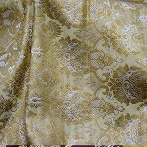 Crafting Lemon Yellow Brocade Fabric by the Yard jacket Banarasi Fabric Indian Blended Silk dress material Sewing Cushion Covers Home Décor