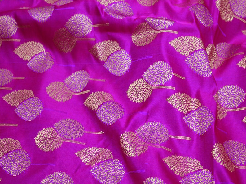 Magenta Benarse Brocade Fabric By The Yard Indian Wedding Etsy