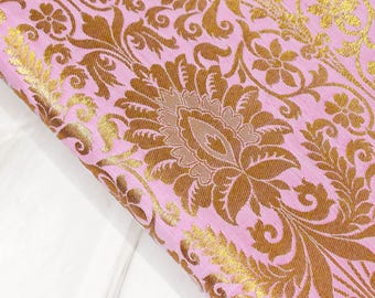 Indian Pink Brocade by the yard Banarasi Wedding Dress Material Lehenga Skirts Vest or Corset Fabric Theatrical Costumes Upholstery Curtain