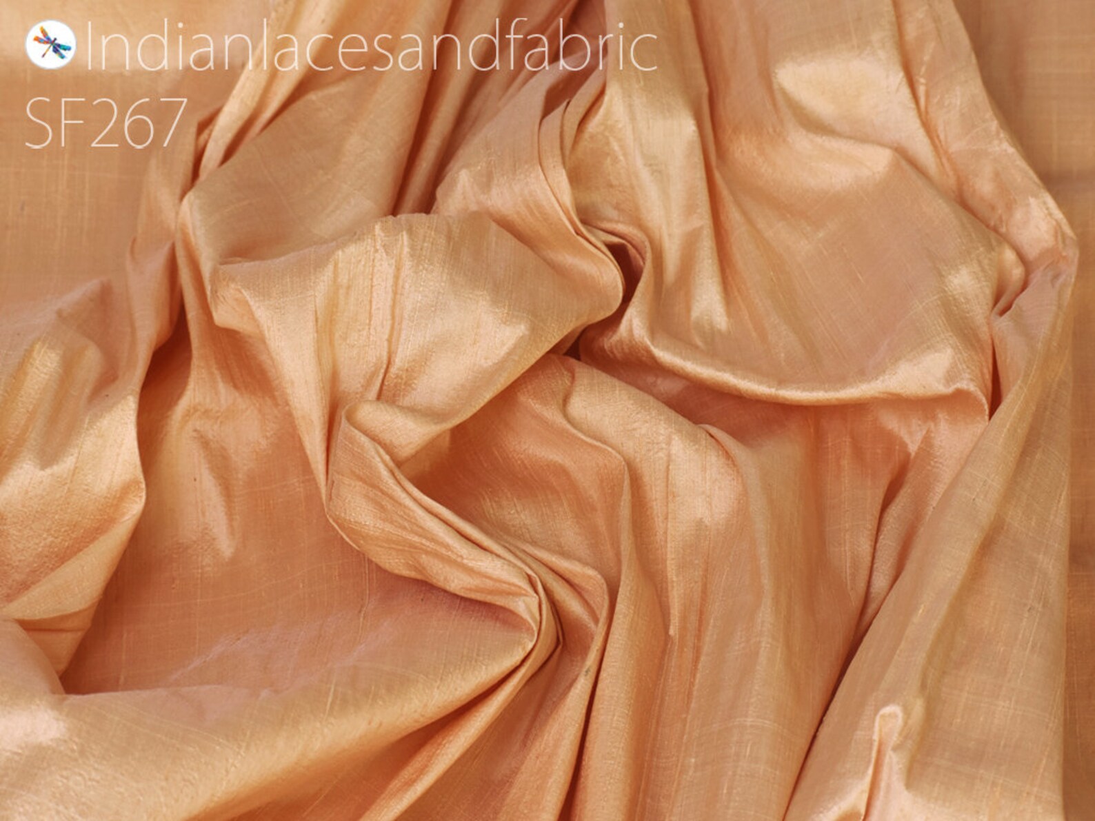 Deep Peach Pure Dupioni Fabric Raw Silk by the Yard Indian Etsy UK