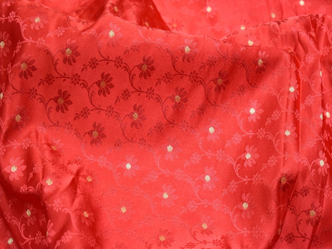 Coral Red Jacquard Fabric Wedding Dress Brocade by the Yard - Etsy