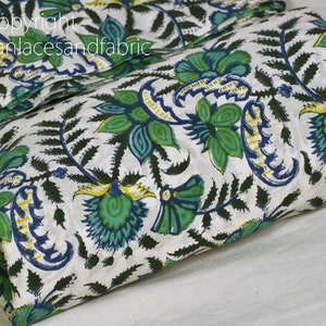 Verde indiano stampato a mano blocco stampa tessuto di cotone yardage abiti estivi bambini cucito abbigliamento maternità camicia da notte