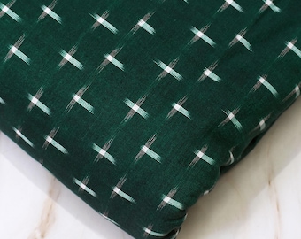Green Ikat Fabric by yard Handloom Ikat Cotton Fabric Homespun Indian Ikat Fabric Handwoven Ikat for cushion cover summer dress fabric