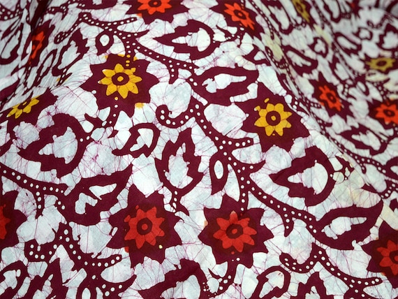 Block Printed Cotton Fabric Maroon Batik Print Cotton Fabric Block Printed Cotton Fabric Maroon Batik Print Cotton Fabric