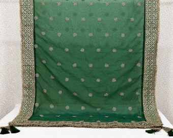 Green Designer Dupatta Organza Gota Patti Bridal Mehendi Heavy Chunni Women Sequin Scarf Match with Indian Dresses Festive Gift Wife, Mother