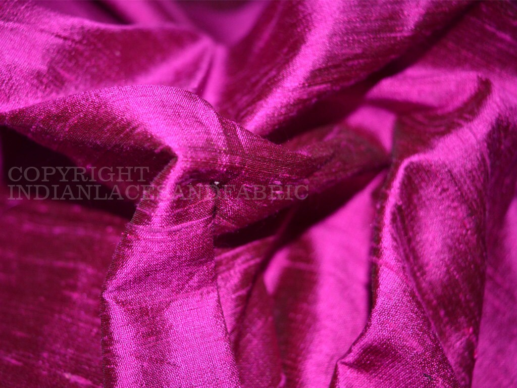 Hot Pink Black Pure Dupioni Silk Fabric Indian Raw Silk Fabric Etsy