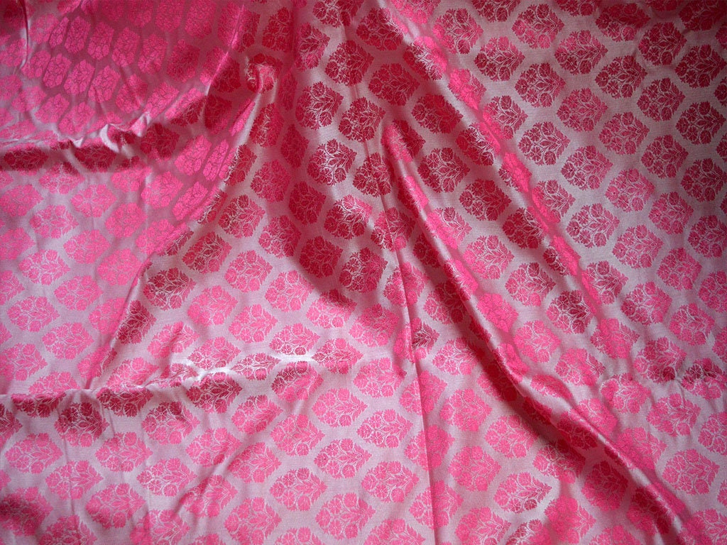 Pink Indian Jacquard Brocade Wedding Dress Fabric by Yard - Etsy