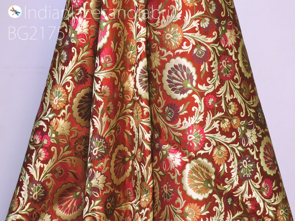 Burgundy Silk Brocade Fabric