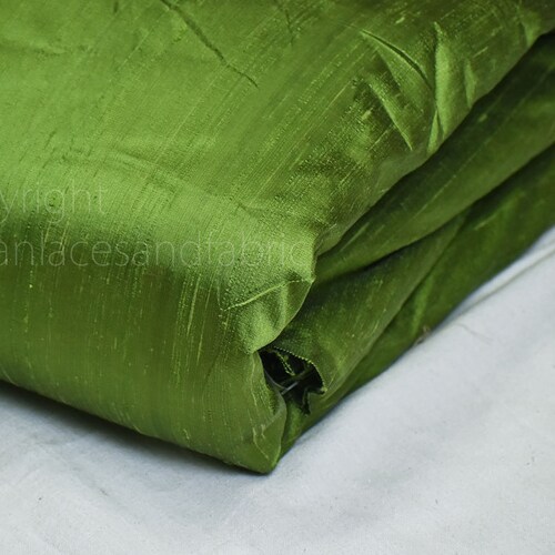 Olive Green Pure Dupioni Fabric Raw Silk by the Yard Indian Etsy
