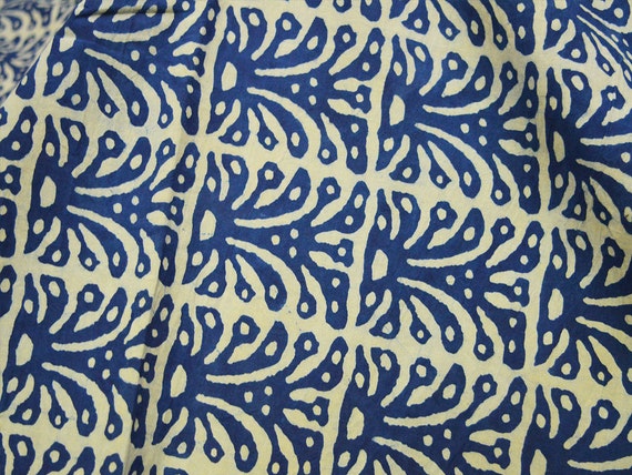 Indigo Blue Hand Block Printed Fabric Sewing Yard