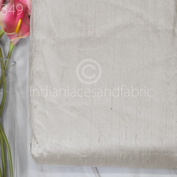 Pale Ivory Pure Dupioni Fabric Raw Silk by the Yard Indian Wedding Dresses Pillow Cover Drapery Curtains Cushions Costume Sewing Waist Coat
