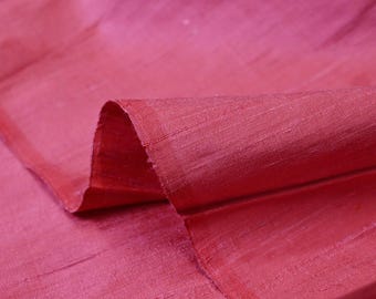 Red Pure Dupioni Silk Indian Raw Silk Fabric by the Yard Dupion Wedding Evening Dress Home Pillow Cushion Table Cover Crafting Sewing