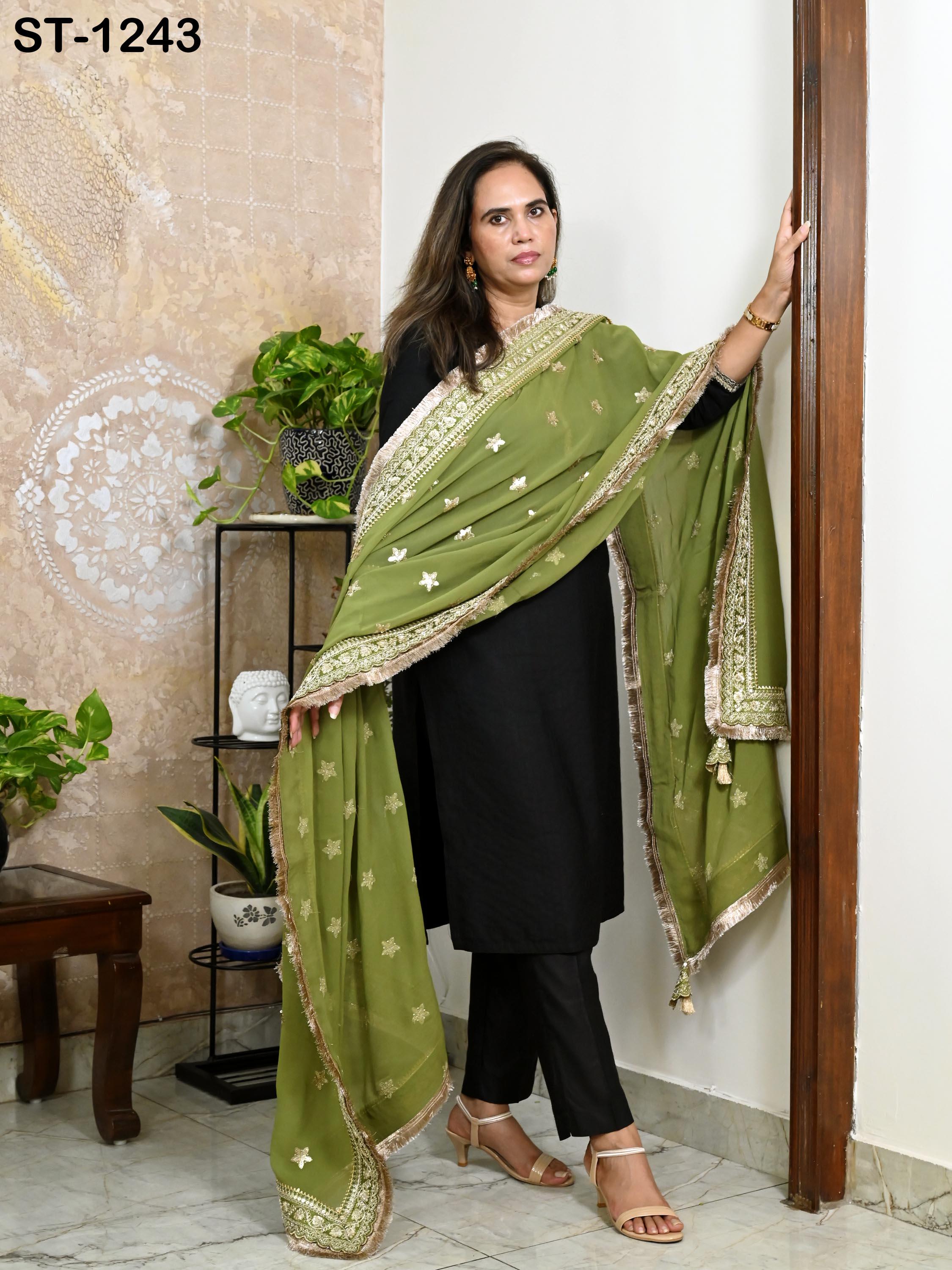 正規品　matta dupatta stole 100x200 Olive matta Dupatta Plain Shawl 100x200 ReguerSize Olive. | eBay