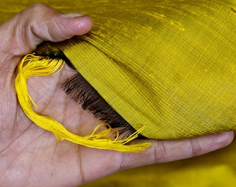 Iridescent Yellow Black dupioni silk fabric by the Yard wedding bridesmaid dress Indian raw silk Crafting Sewing Cushion Drapery Home Décor