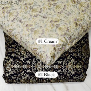 Embroidered Fabric by the yard Sewing DIY Crafting Indian Embroidery Wedding Dresses Historic Costumes Party Dress Bags Table Runner Blouses