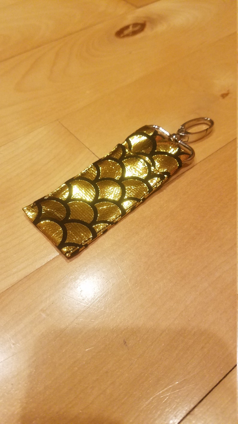 Gold Scales Keychain Chapstick Holder