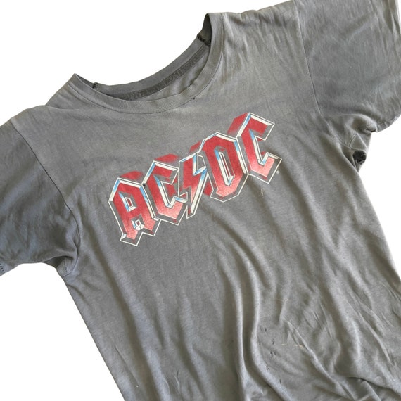 RARE 1970s AC/DC Thrashed Paper Thin Tee sz Large… - image 1