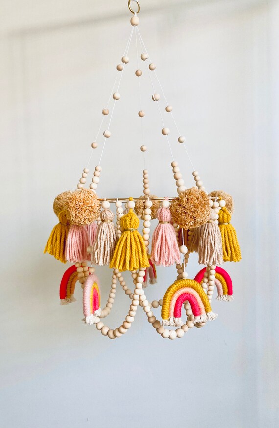 Tassel And Pom Chandelier Mobile Tassel And Pom Chandelier Mobile, Pom Chandelier Wall Hanging Kit