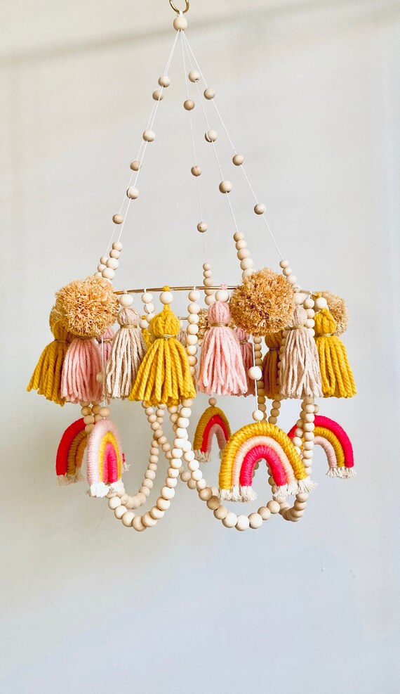 Tassel And Pom Chandelier Mobile Tassel And Pom Chandelier Mobile, Pom Chandelier Wall Hanging Kit