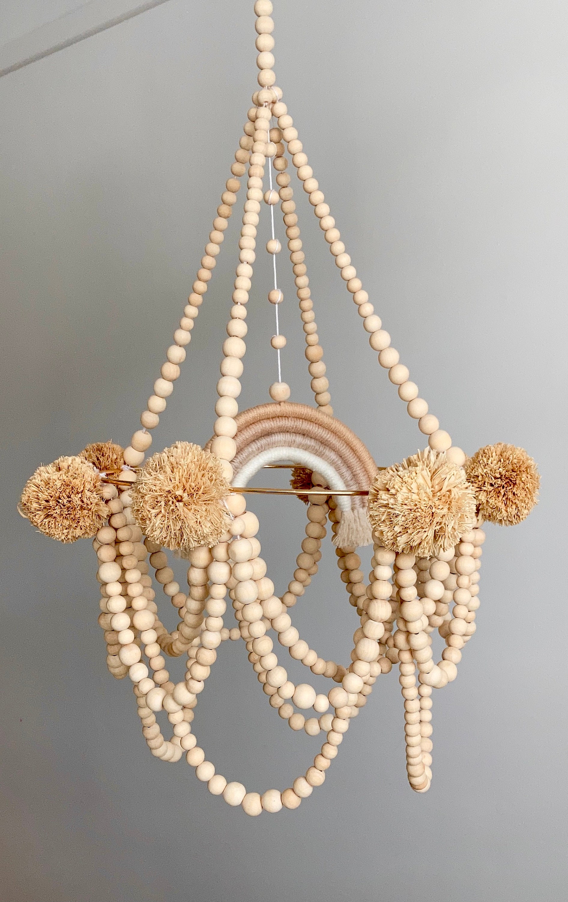 Wooden Bead Mobile Chandelier Baby Nursery Etsy UK