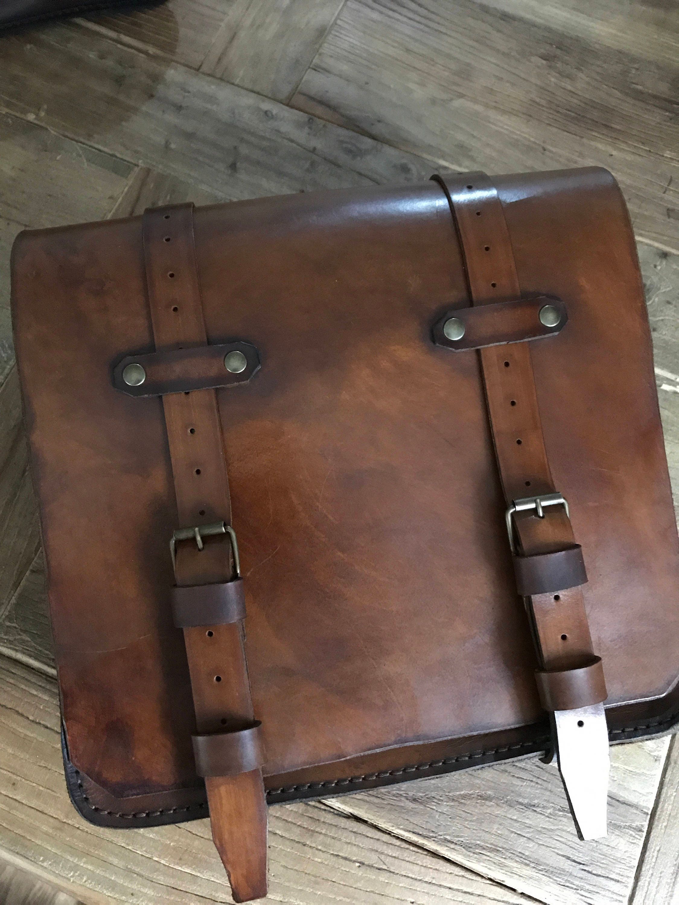 Cafe racer scrambler custom leather bag. Used and vintage Etsy