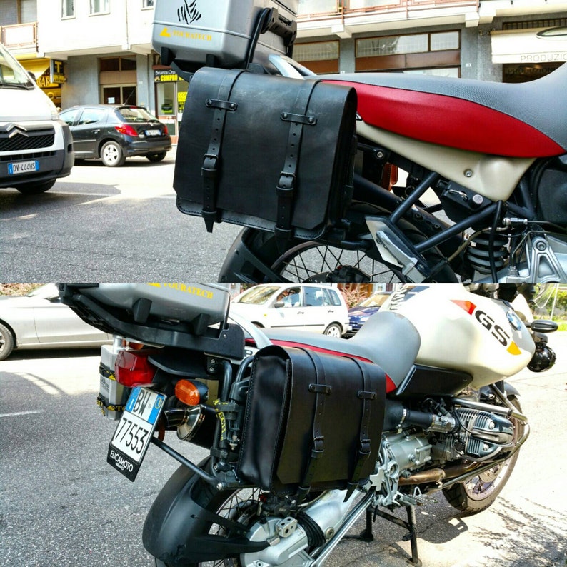 Total black color. BMW r 1150 GS leather bag