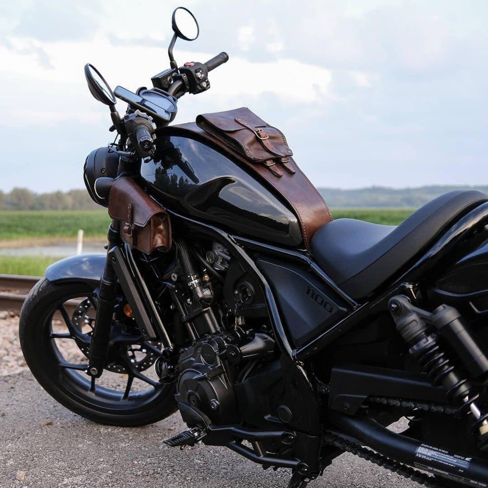 Honda rebel 1100 tank strap. Leather tank belt and documents Etsy