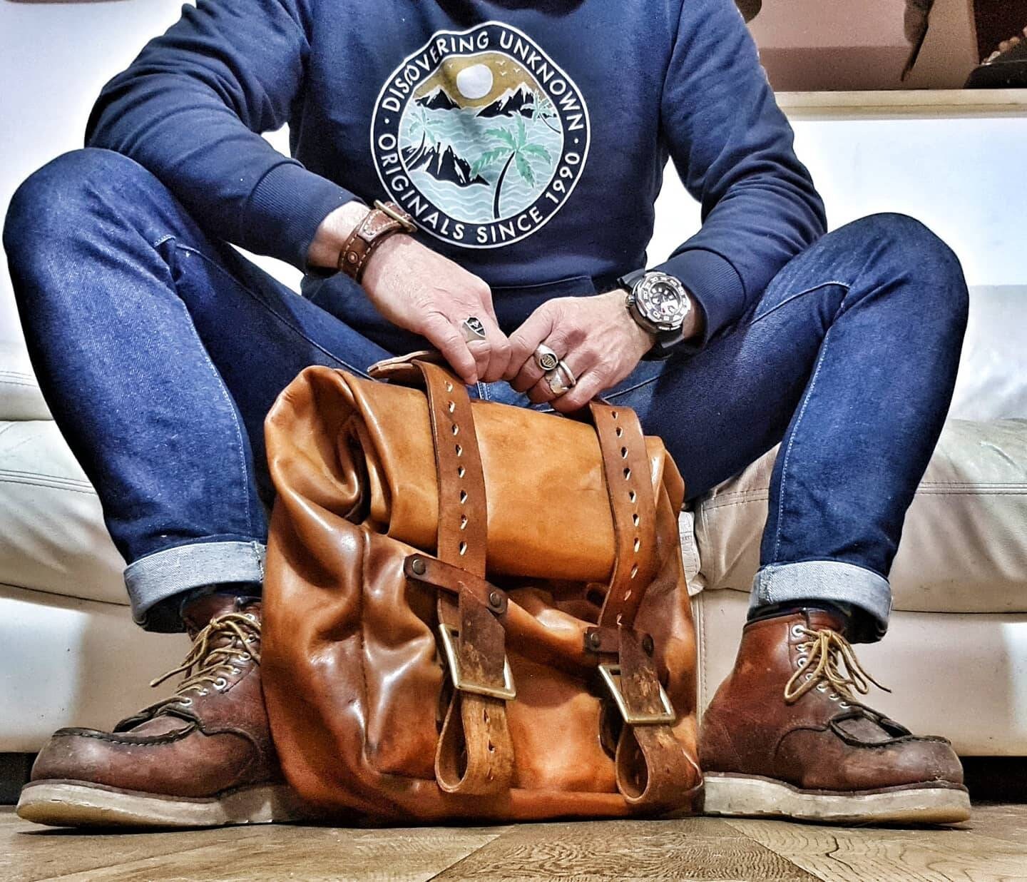 leather adventure backpack