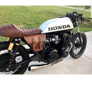 Honda Cb 350 500 750 Side Bag Cafe Racer Scrambler Aged Honey Etsy