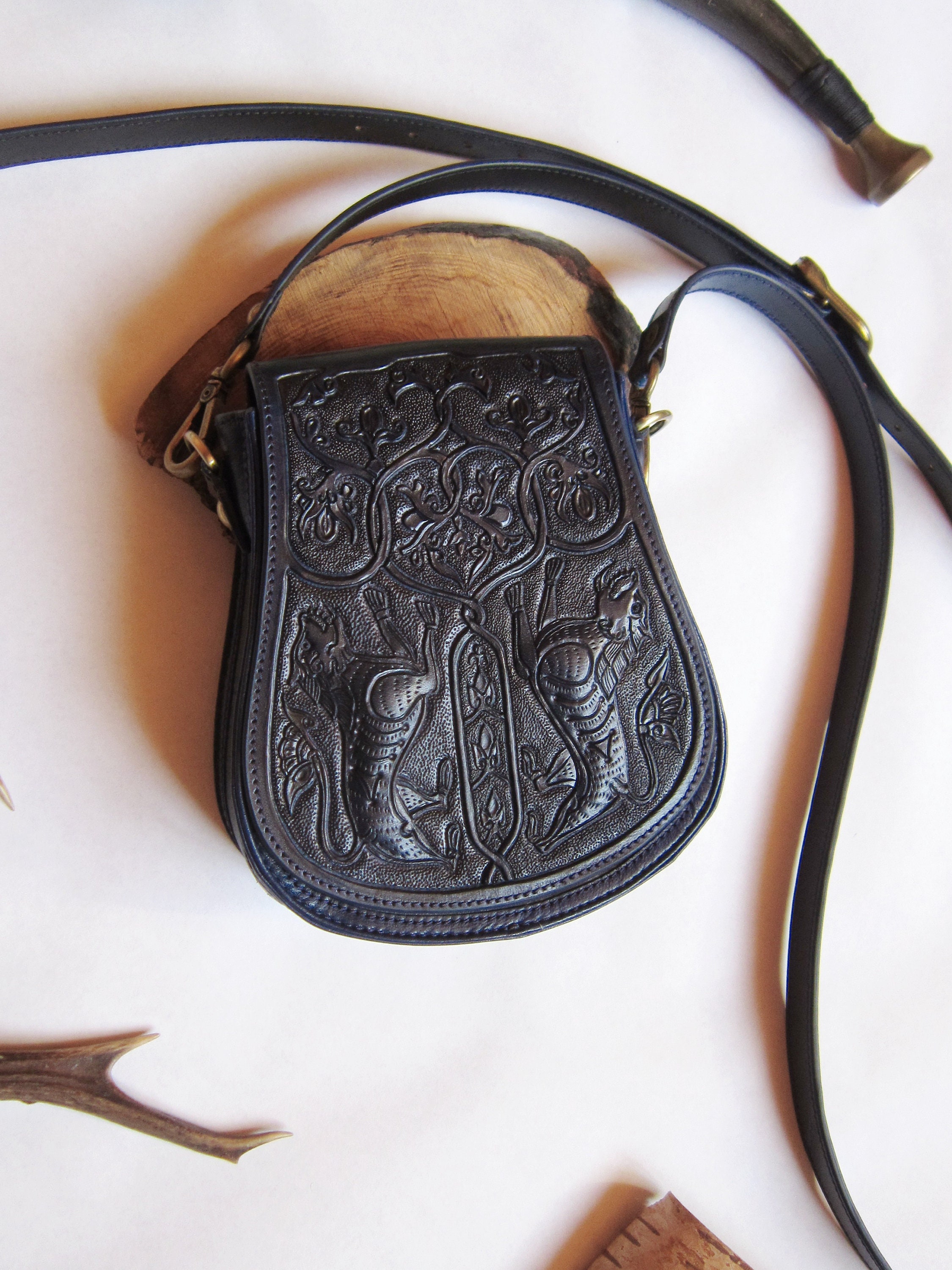 Medieval Bag Leather Tool Bag Lion Bag Cross Body Bag | Etsy