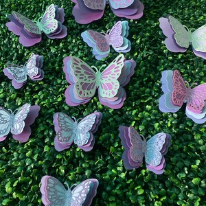 Ensemble de 10 papillons en papier cartonné 3D scintillant