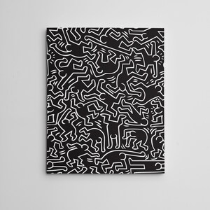 16X20" Gallery Art Canvas: Contemporary Keith Haring Framed Hip Hop "Dancers"