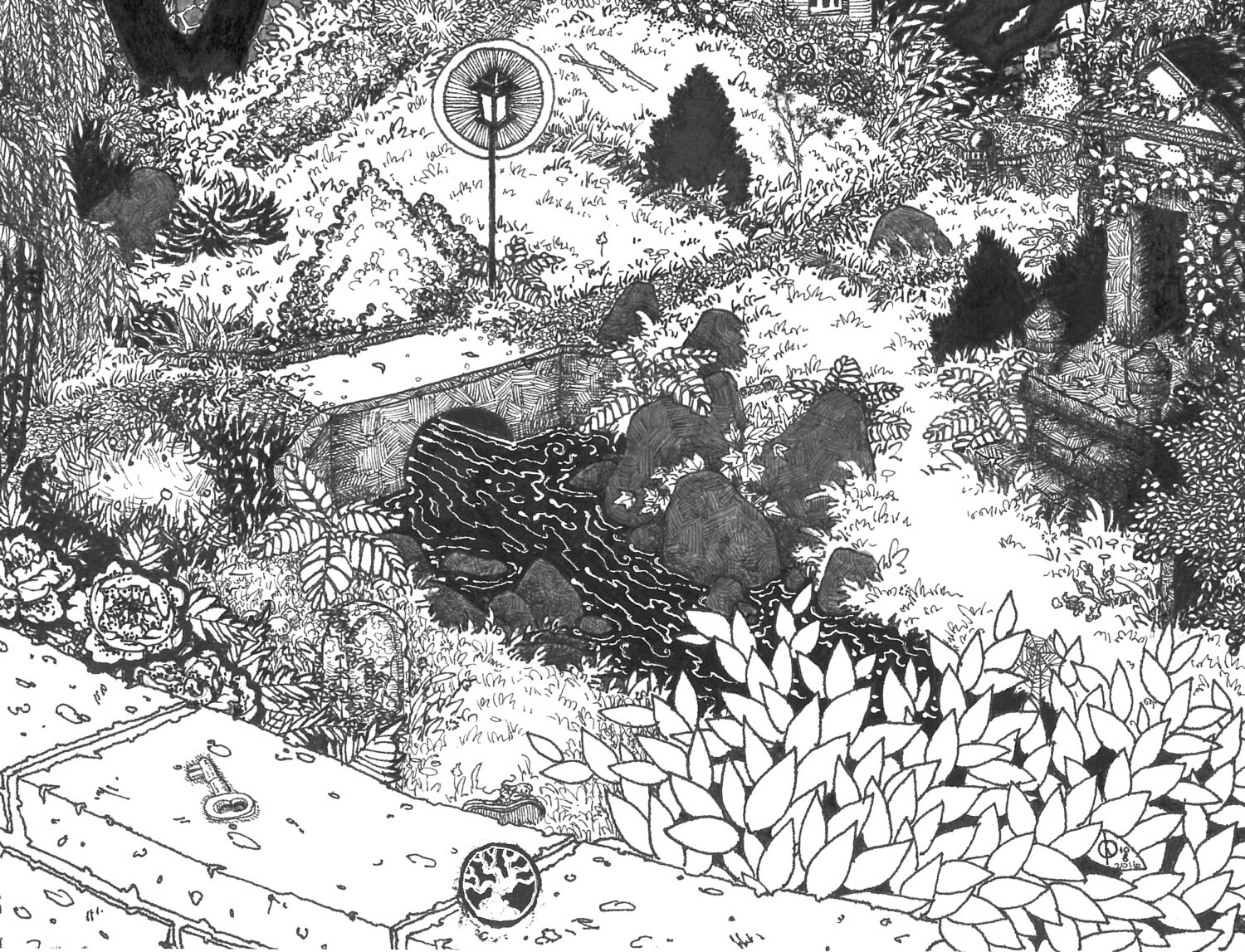 Solitude of Dusk Pen and Ink Signed Illustration Print Black and White ...