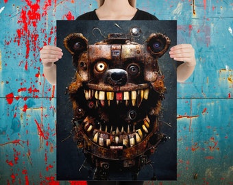 Freddy FNAF Poster, Various sizes, Horror robots Pizza Parlor Fan Art video game