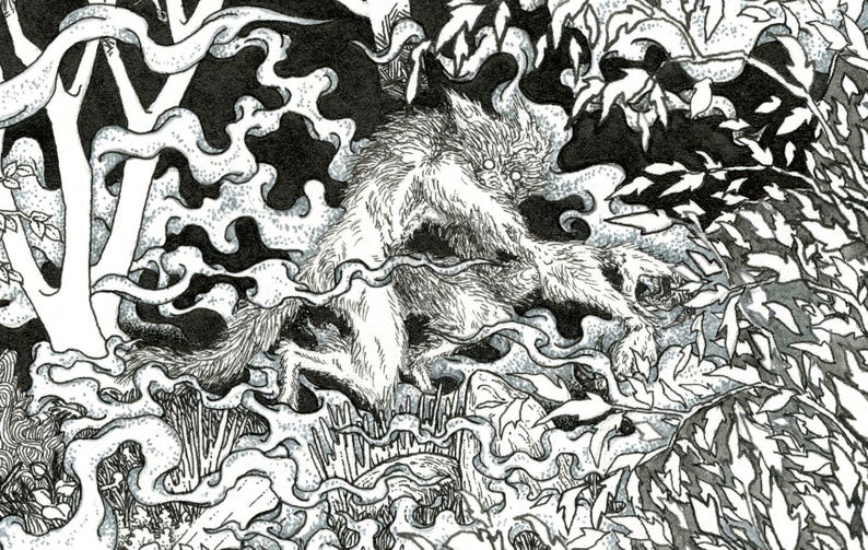 Werewolf pen and ink illustration PRINT Various sizes | Etsy