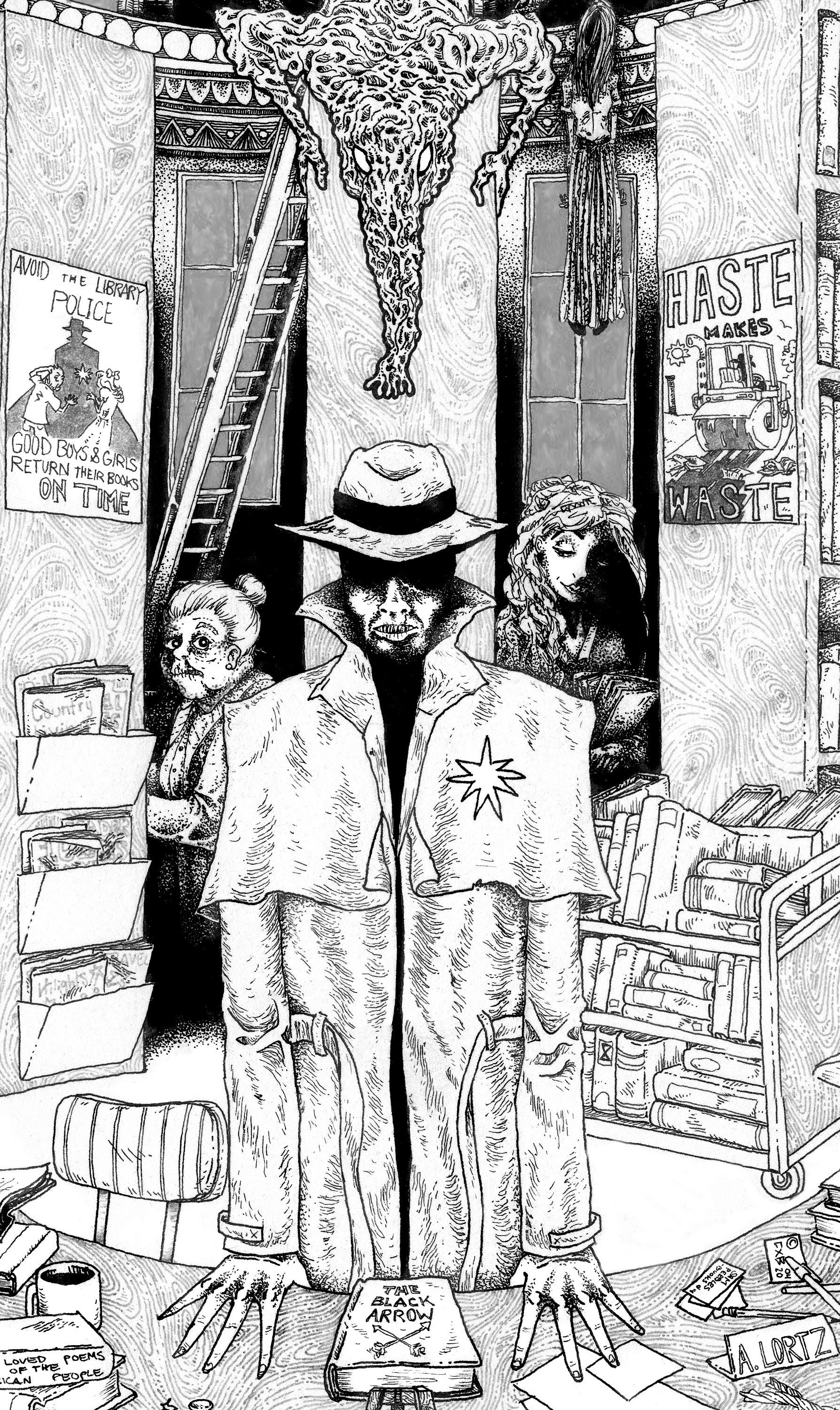 Library Police Comic Library Policeman Unframed Illustrated Signed PRINT Various Sizes ...