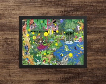 Princess Playing in Enchanted Forest Framed poster