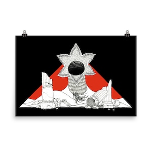 DUNE Poster, pen ink illustration PRINT, various sizes. Frank Herbert sand worm sci-fi fantasy adventure. The Spice Must Flow