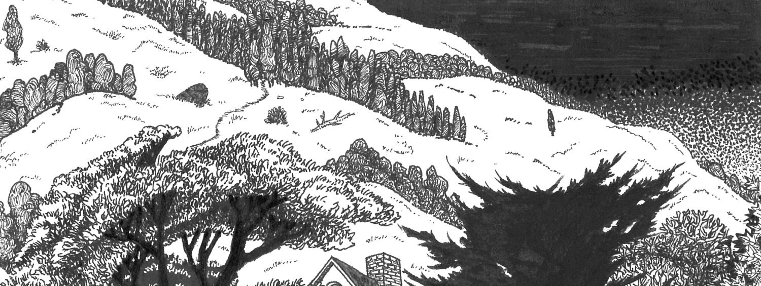 Solitude of Dusk Pen and Ink Signed Illustration Print Black and White ...