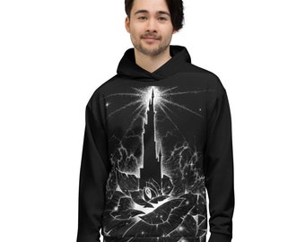 Guardian of the Rose Unisex Hoodie, Stephen King Dark Tower illustration follow the beam, Ka like a wheel.