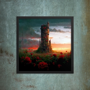 The Tower gerahmtes Poster, Basierend auf Stephen Kings dunklem Horror-Fantasy-Western, Dark Tower Series, Epic High Adventure