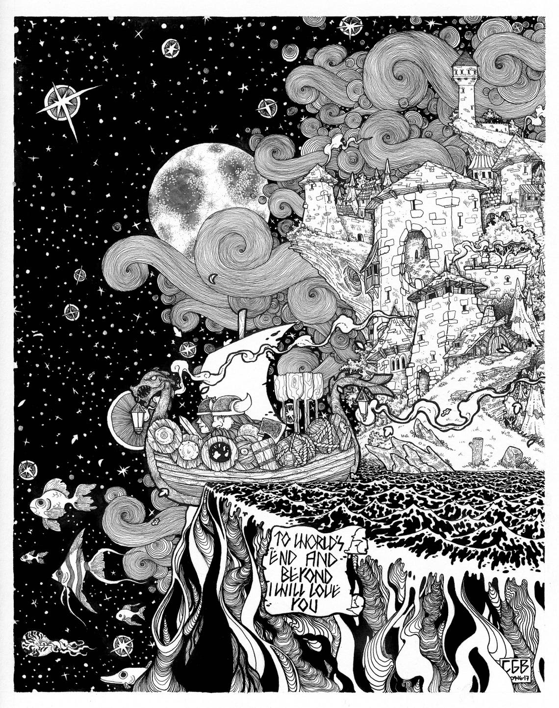 I Will Love You Pen and Ink Signed Illustration PRINT Various Sizes ...