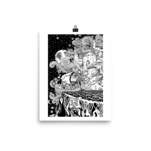 I Will Love You Poster, illustration PRINT. Various sizes. Norse Viking mythology fantasy medieval night landscape outdoors adventure