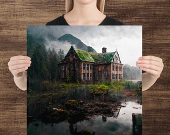 Old School Poster, abandoned overgrown school beautiful decay post apocalyptic country nature landscape TLOU