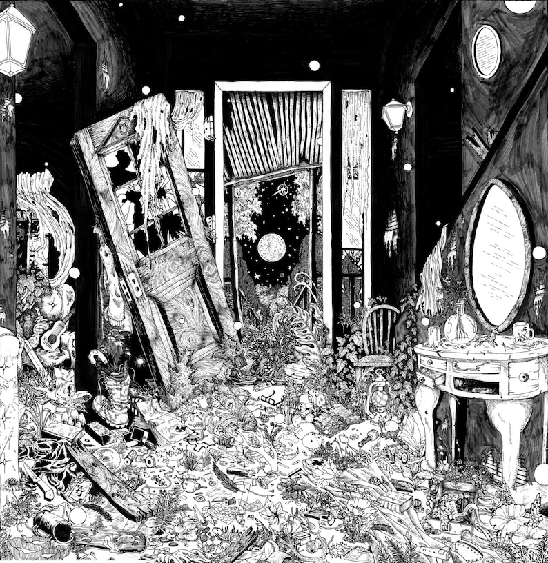 Slow Regard of Silent Things Pen Ink SIGNED Illustration PRINT. Various Sizes. Abandoned House