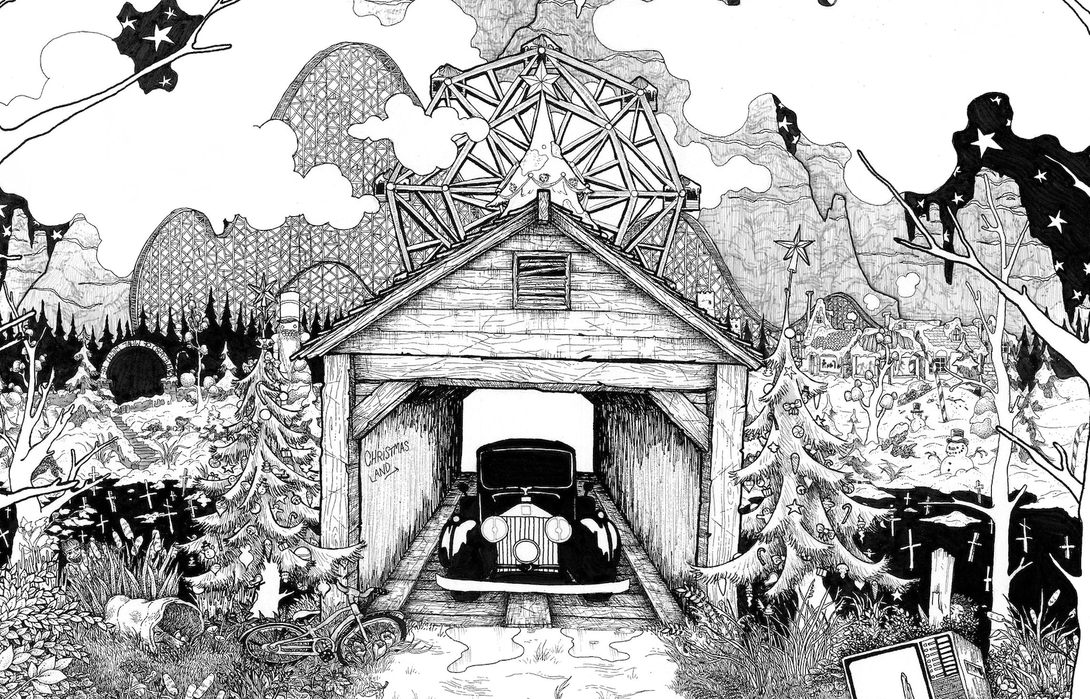 NOS4A2 Christmas Land Pen and Ink Illustration PRINT Various Sizes