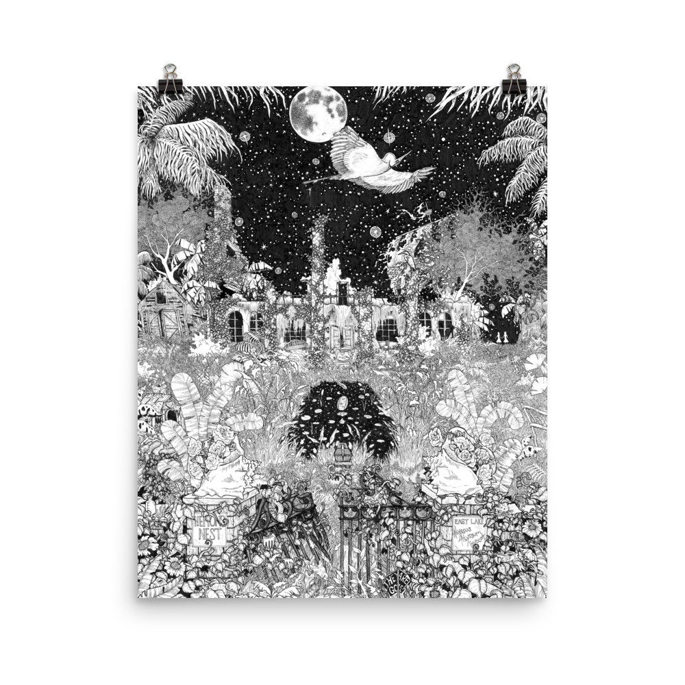 Duma Key Poster, Stephen King Art, Florida Landscape Pen Ink