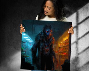 Wolfman of Appalachia Poster, Corner store gas station wolfman werewolf horror creature cryptid