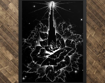 Tower and Rose Framed poster Stephen King Gunslinger Sci-fi fantasy horror Western