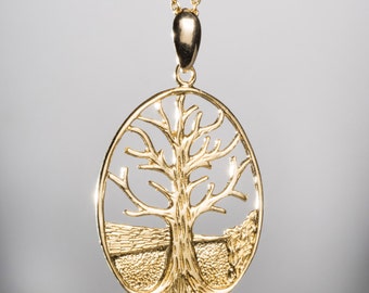 Tree Of Life Necklace 14K Gold Plated Pendant Symbolic Spiritual Charm Fashion Free Spirit Boho Jewelry Birthday Holiday Gift For Her yoga